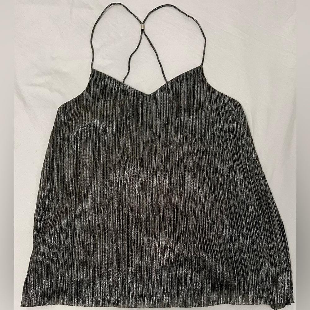EXPRESS Shimmering Black/Gold Spaghetti Strap Tank Top